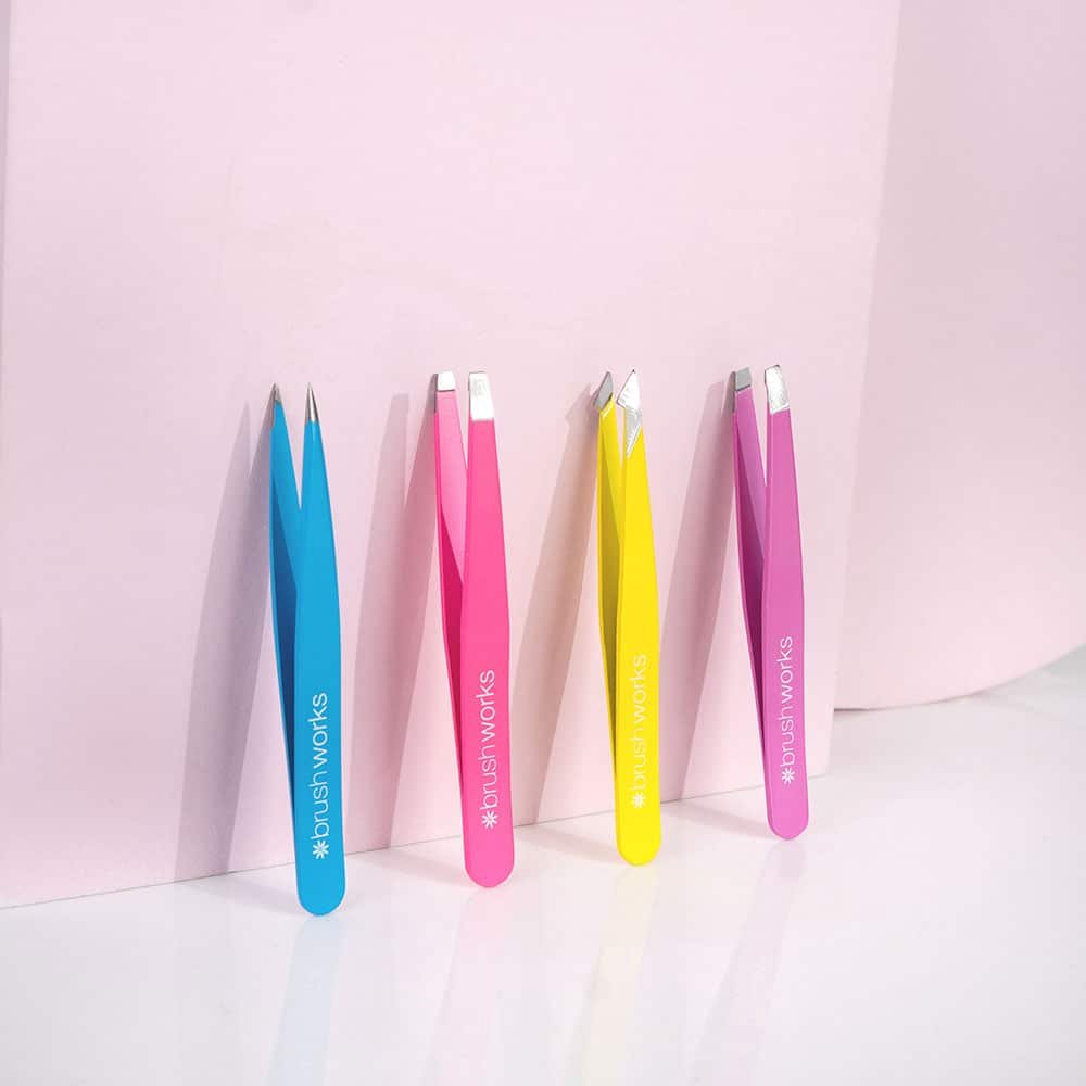 Ensemble de 4 pinces à épiler combinées Brushworks – Néon – Image 2